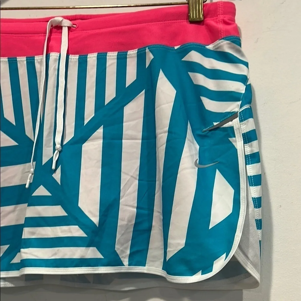 Nike neon Pink Blue Geometric print Women's tennis gold Skort medium women’s